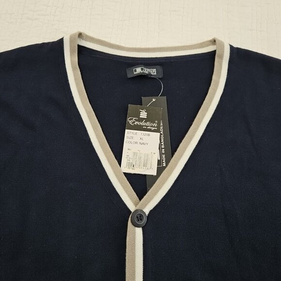 Evolution in Design Men's XL Button-Up Cardigan Navy Blue Long Sleeve NWT NEW - Picture 4 of 15